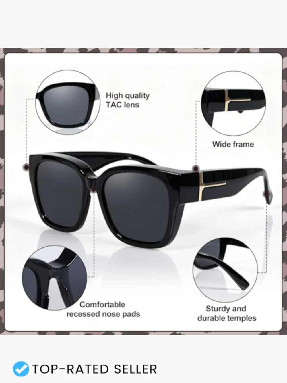 3 Pack Polarized Fit Over Sunglasses Unisex UV400 Protection Oversized Square